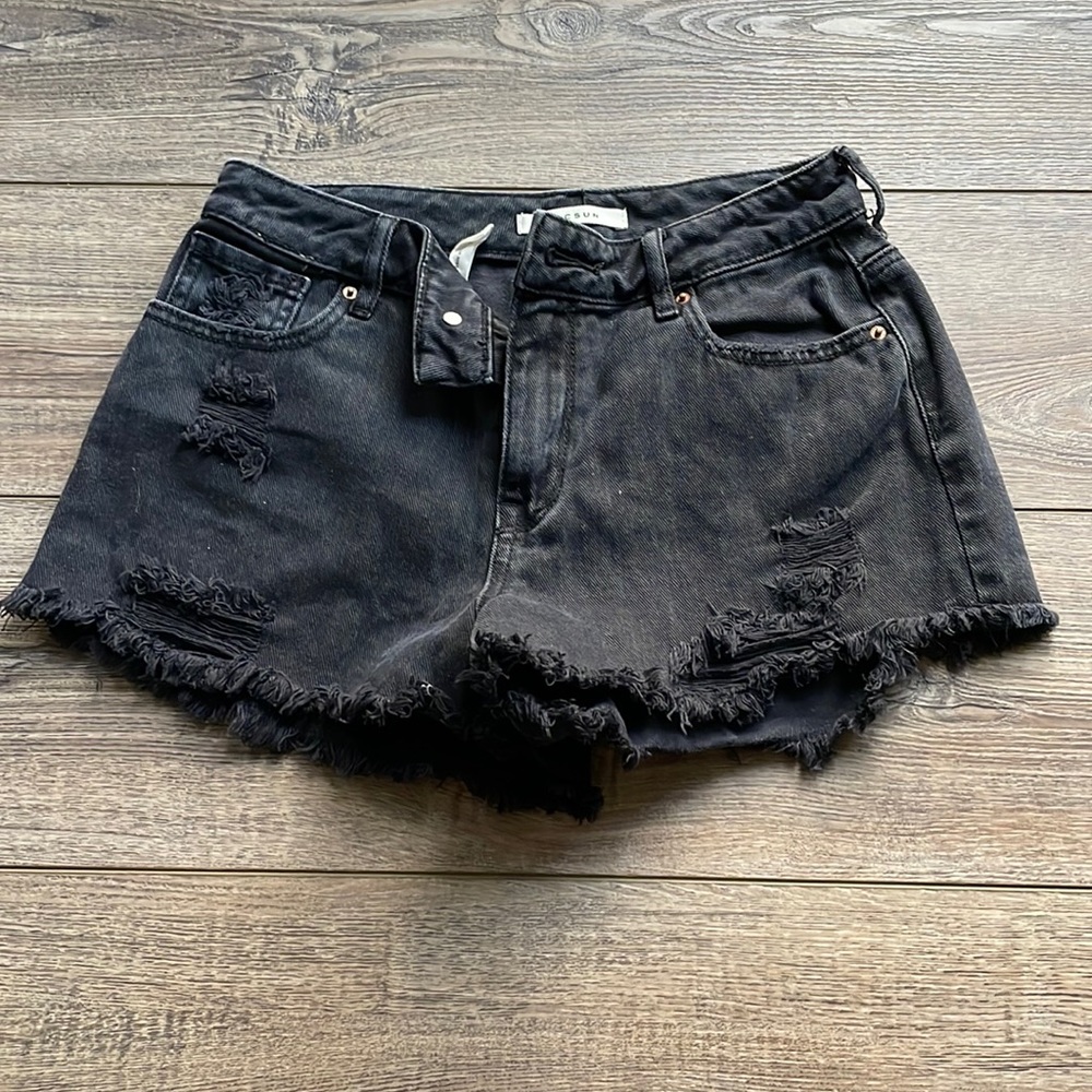 PacSun black wash denim shorts